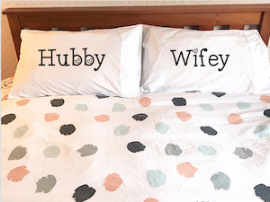 Hubby Wifey pillowcases thedesignroom