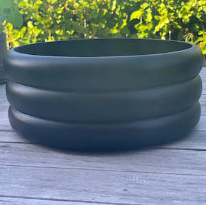 Homewares: Wooden Ribbed Bowl (Hire Price & Pickup Only)