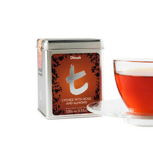 t-series Tin Caddy Lychee with Rose and Almond Black Tea 100g Loose Leaf Tea