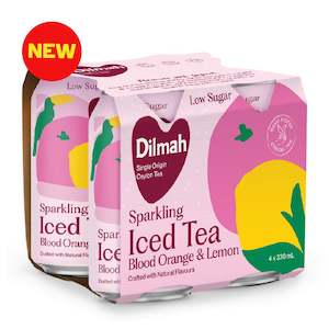 Dilmah Blood Orange & Lemon Low Sugar Sparkling Tea Soda 4 x 330mL