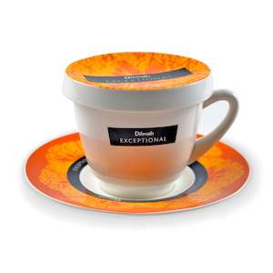 Exceptional Orange Cup & Saucer with Lid (220ml)