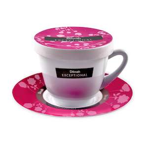 Exceptional Pink Cup & Saucer with Lid (220ml)