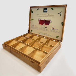 Tea wholesaling: Exceptional Empty Bamboo Presenter Box - 12 Slanted Slots