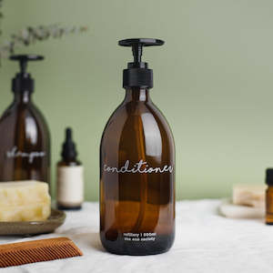 Internet only: Amber Glass Bottle Pump 500ml Conditioner