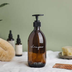 Internet only: Amber Glass Bottle Pump 500ml Shampoo