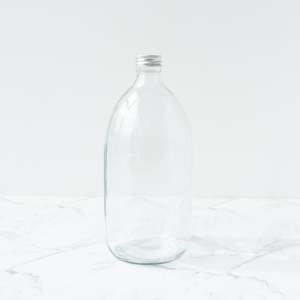 Clear Glass Bottle Metal Cap - 1L Plain