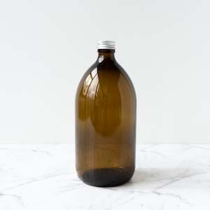 Amber Glass Bottle Metal Cap - 1L Plain