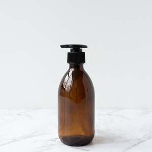 Amber Glass Bottle Pump - 300ml Plain