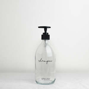 Clear Glass Bottle Pump 500ml Shampoo