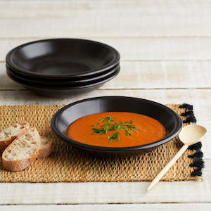 Spanish Terracotta: Spanish Terracotta Black Flat Soup/Pasta Bowl