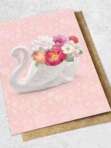 Swan With Flowers Card