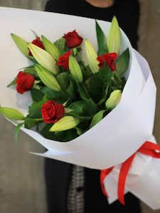 Red Rose & Lily Bouquet