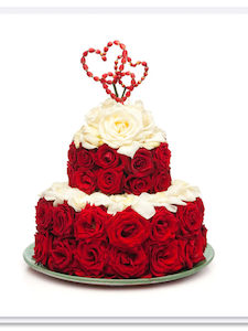 Red Rose Cake Greeting Card