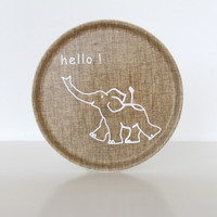 Fog Linen Tray "hello" Elephant