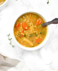 Free Range Chicken & Vege Soup with Israel Couscous