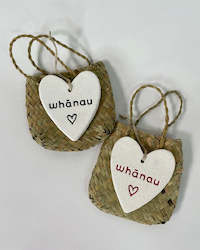 Souvenir: Ceramic Hearts in Kete by Michelle Bow - Whanau