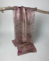 Silk Scarf - Botanical Print Rose Leaves - Antique Pink