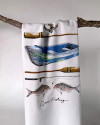 Souvenir: Tea Towel 100% Cotton - Gone Fishing