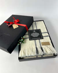 Souvenir: Xmas Gift Box - Wool Twill Throw - Cream Window Check