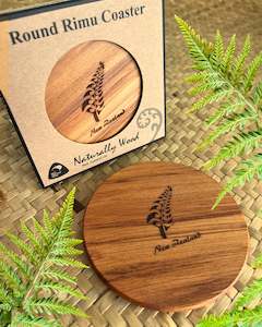 Rimu Individual Coaster-Round with Fern