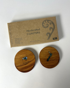 Rimu Coasters - Kiwi and NZ Map with Paua Inlay