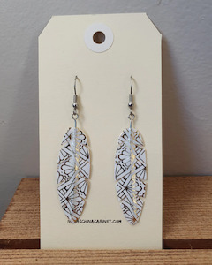 Origami Feather Earrings - White and Gold Vintage