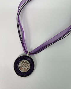 Upcycled Jewellery - Tree of Life Necklace - Purple