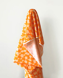 All Summer Long 100% Cotton Orange & Peach Wave Print 148 cm wide $29 pm