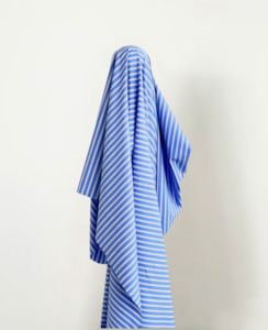 Frankie Blue & White Stripe 100% Cotton 98 gsm $28pm