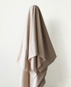 Sand & White Cotton Linen Check 115 gsm $30 pm