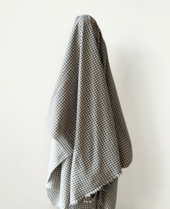 Olive & White Cotton Linen Check 115 gsm $30 pm