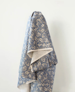 Japanese Cotton Linen Soft Floral Powder Blue Print 196gsm $28 pm