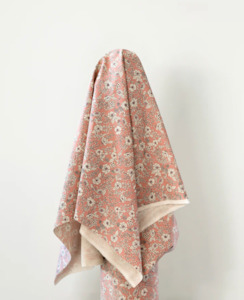 Japanese Cotton Linen Soft Floral Pale Salmon Print 196gsm $28 pm