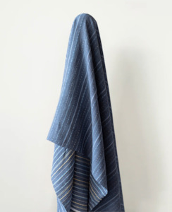 Cotton Linen Navy with a Threaded Stripe 188 gsm $34 pm