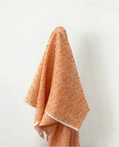 Autumn Vibes 100% Linen Orange & Pink Sprigs 140 cm wide $38 pm