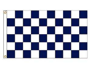 Chequered - Navy Blue & White