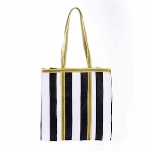 Parisian Cool - Recycled Plastic Tote Bag, Cream & Black