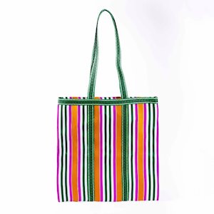 Parisian Cool - Recycled Plastic Tote Bag, Fuchsia & Green