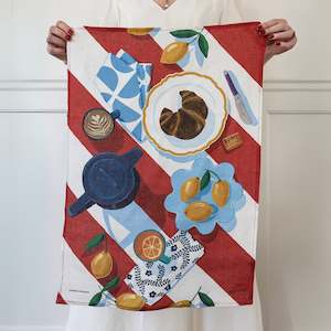 Flower: Bespoke Letterpress -  Brunch 100% Linen Tea Towel