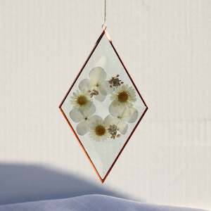 Hydrangea Ranger - Pressed Flower Suncatcher, Diamond Large