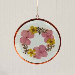 Hydrangea Ranger - Pressed Flower Suncatcher, Medium Round