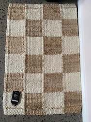 Jute Mat Natural Checker