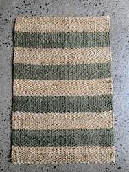 Jute Mat Green Stripe