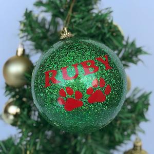 Customised Bauble - Green Glitter