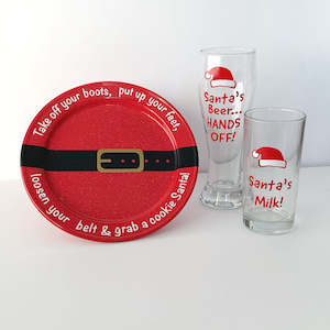 Santa's Milk Glass and Cookie Plate