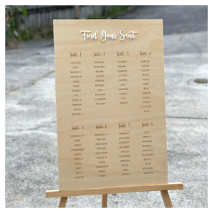 Budget Friendly Engraved Wooden Wedding Signage - Natural Pine