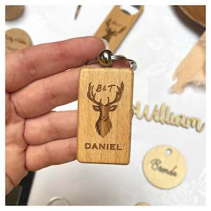 Laser Engraved Wooden Keyring Place Names