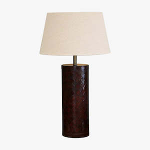 Woven Leather Lamp Base | Dark Brown