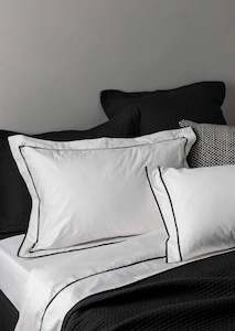 Egyptian Cotton Grosgrain Pillowcases | Black