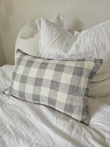 Linen Cushion Cover - Ivory / Charcoal